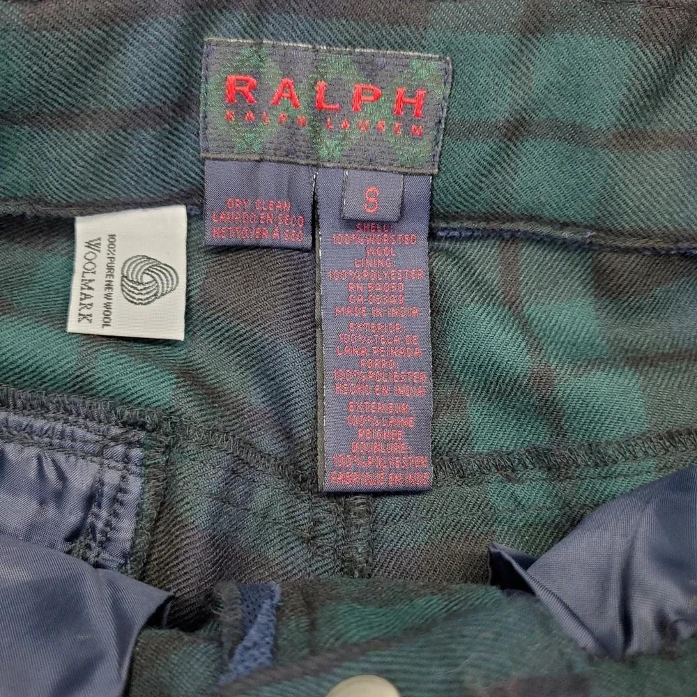 Ralph Lauren Navy & Green Plaid Straight-Leg Trousers - Picture 6 of 12
